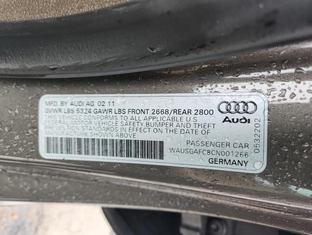 WAUSGAFC8CN001266 - 2012 AUDI A7 PRESTIGE رمادي صورة 12