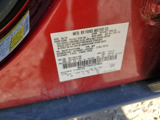 MAJ3P1TE6JC224806 - 2018 FORD ECOSPORT SE წითელი ფოტო 14