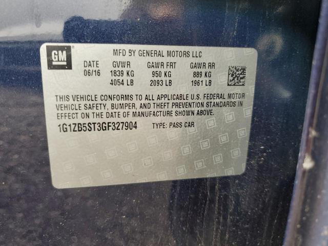 1G1ZB5ST3GF327904 - 2016 CHEVROLET MALIBU LS BLUE photo 12