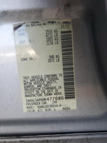 1N4AL3APXDN477686 - 2013 NISSAN ALTIMA 2.5 SILVER photo 12