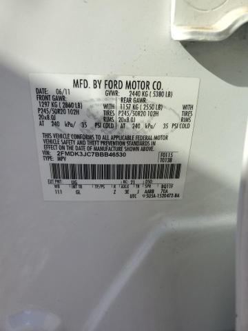 2FMDK3JC7BBB46530 - 2011 FORD EDGE SEL WHITE photo 13