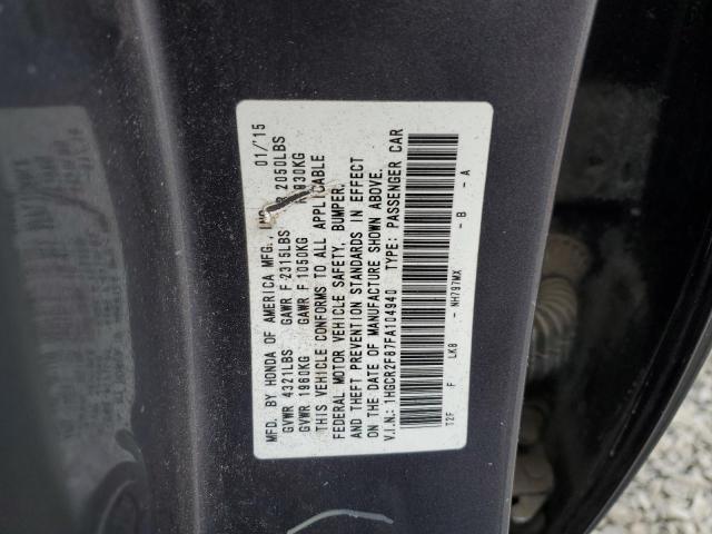 1HGCR2F87FA104940 - 2015 HONDA ACCORD EXL GRAY photo 12