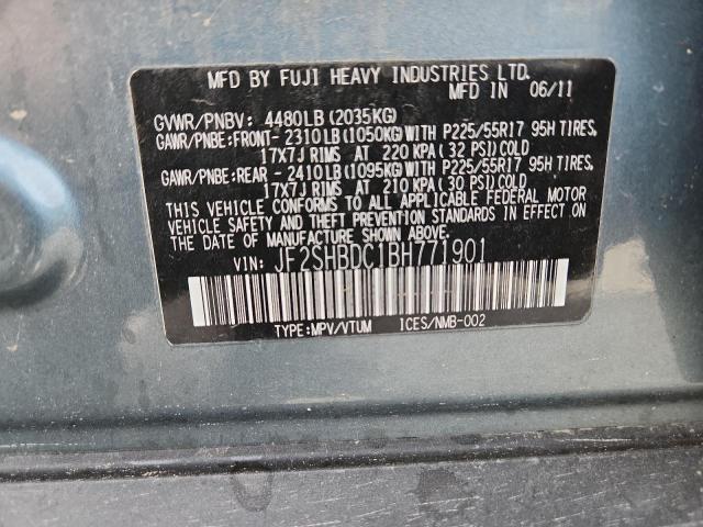 JF2SHBDC1BH771901 - 2011 SUBARU FORESTER 2.5X PREMIUM Зеленый фото 13