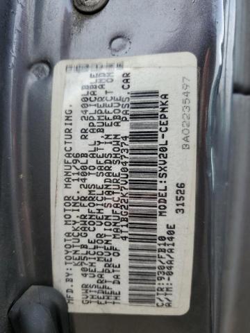 4T1BG22K7VU047374 - 1997 TOYOTA CAMRY CE GRAY photo 12