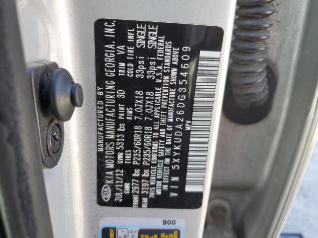 5XYKUDA26DG354609 - 2013 KIA SORENTO EX SILVER photo 13