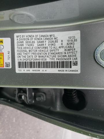 2HGFE2F29RH518036 - 2024 HONDA CIVIC LX SILVER photo 13