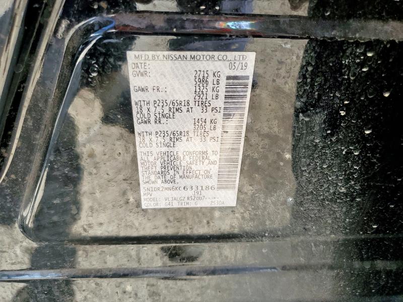 5N1DR2MN6KC633186 - 2019 NISSAN PATHFINDER S Чорний фото 13