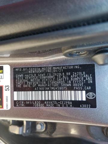 4T1K61AK1MU459075 - 2021 TOYOTA CAMRY XSE GRAY photo 13