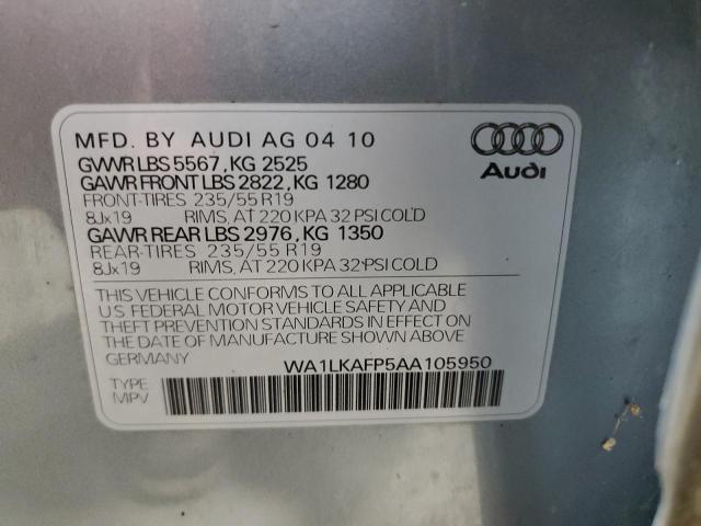 WA1LKAFP5AA105950 - 2010 AUDI Q5 PREMIUM PLUS GRAY photo 14