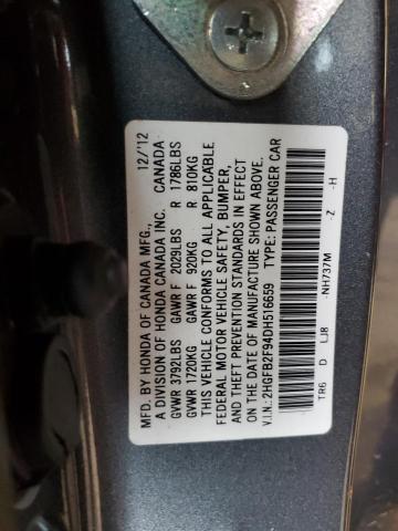 2HGFB2F94DH516659 - 2013 HONDA CIVIC EXL ნაცრისფერი ფოტო 13