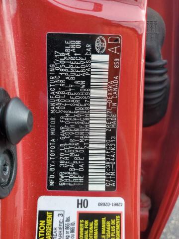 2T1BURHE8HC837596 - 2017 TOYOTA COROLLA L RED photo 13