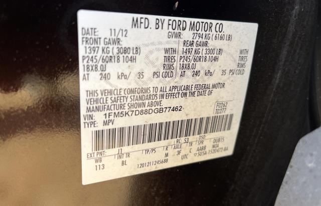 1FM5K7D88DGB77462 - 2013 FORD EXPLORER XLT Burdeos foto 10