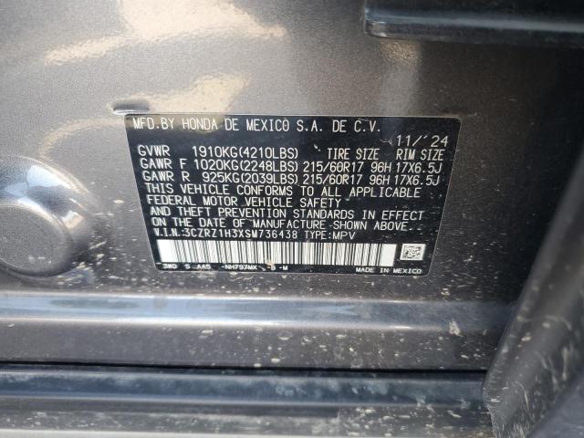 3CZRZ1H3XSM736438 - 2025 HONDA HR-V LX ნაცრისფერი ფოტო 12
