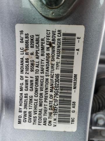 19XFC1F79GE023046 - 2016 HONDA CIVIC EXL ვერცხლისფერი ფოტო 13