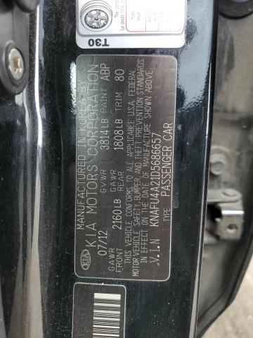 KNAFU4A21D5686657 - 2013 KIA FORTE EX BLACK photo 13