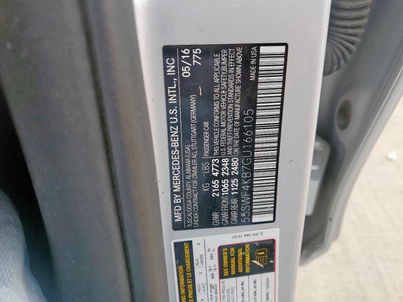 55SWF4KB7GU166105 - 2016 MERCEDES-BENZ C 300 4MATIC SILVER photo 12