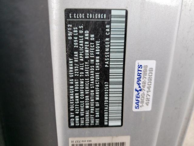 WVWBB7AJ7DW092567 - 2013 VOLKSWAGEN GOLF 银色 照片 12