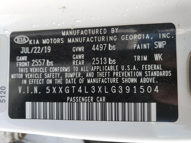 5XXGT4L3XLG391504 - 2020 KIA OPTIMA LX WHITE photo 12