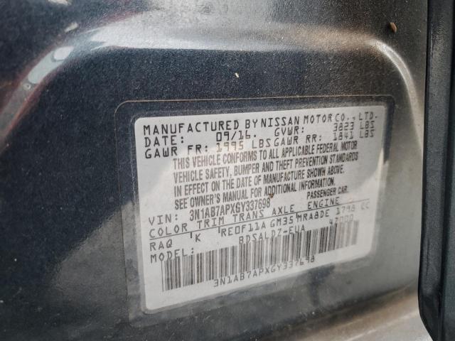 3N1AB7APXGY337698 - 2016 NISSAN SENTRA S BLUE photo 12