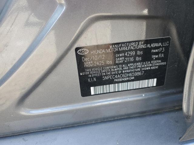 5NPEC4AC6DH659867 - 2013 HYUNDAI SONATA SE GRAY photo 12