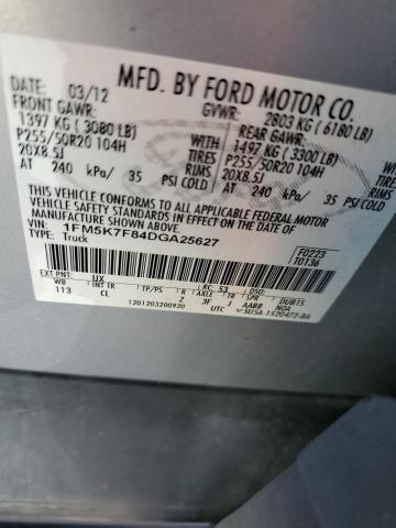 1FM5K7F84DGA25627 - 2013 FORD EXPLORER LIMITED Gümüş foto 14