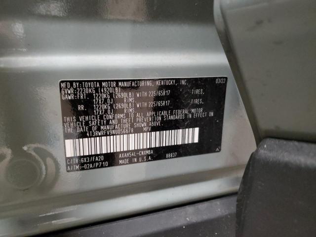 4T3RWRFV9NU056678 - 2022 TOYOTA RAV4 XLE GRAY photo 13