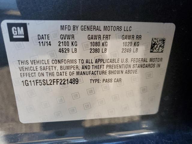 1G11F5SL2FF221489 - 2015 CHEVROLET MALIBU LTZ შავი ფოტო 12