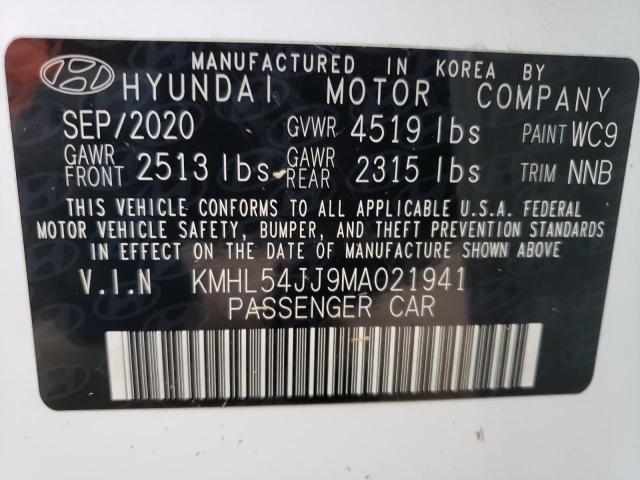 KMHL54JJ9MA021941 - 2021 HYUNDAI SONATA HYBRID WHITE photo 13