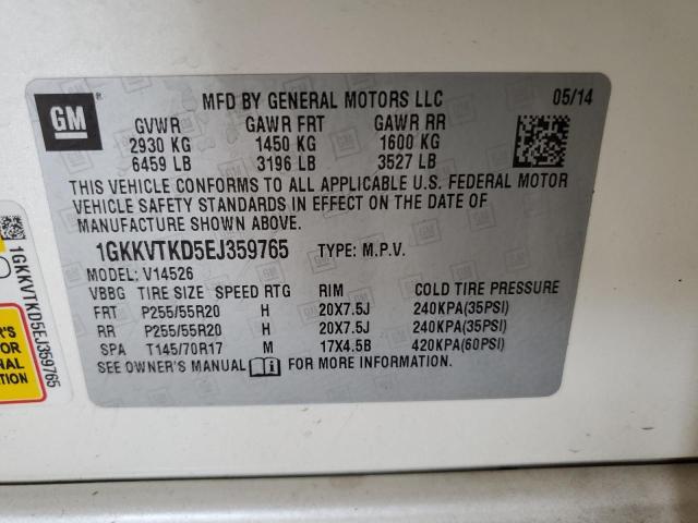 1GKKVTKD5EJ359765 - 2014 GMC ACADIA DENALI 白色 照片 13