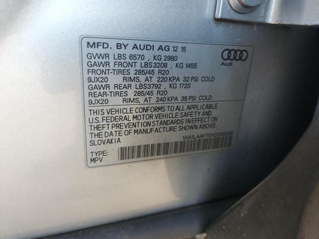 WA1LAAF70HD005038 - 2017 AUDI Q7 PREMIUM PLUS SILVER photo 12