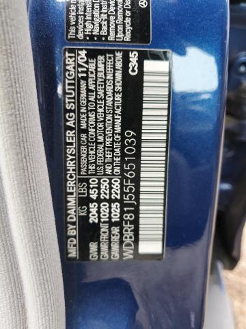 WDBRF81J55F651039 - 2005 MERCEDES-BENZ C 240 4MATIC BLUE photo 12