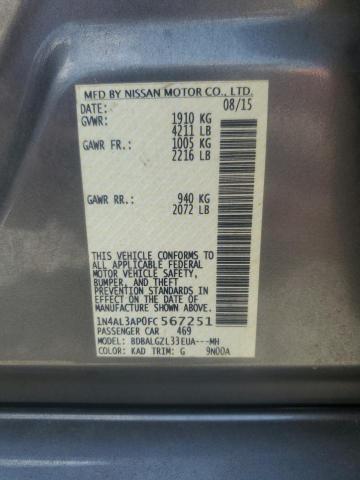 1N4AL3AP0FC567251 - 2015 NISSAN ALTIMA 2.5 GRAY photo 12