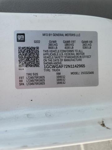 1GCWGAF72N1142965 - 2022 CHEVROLET EXPRESS G2 WHITE photo 14