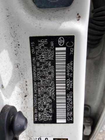 JTDKN3DU7F1985859 - 2015 TOYOTA PRIUS WHITE photo 12