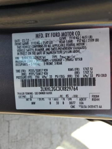 3LNHL2GC3CR829764 - 2012 LINCOLN MKZ GRAY photo 12