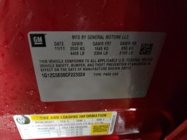 1G1ZC5E00CF223024 - 2012 CHEVROLET MALIBU 1LT წითელი ფოტო 12