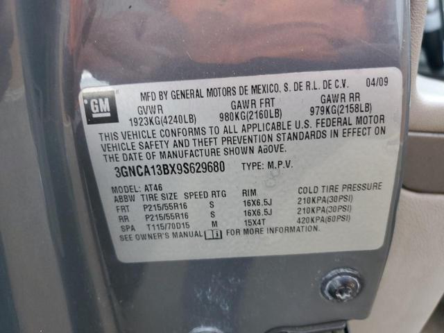 3GNCA13BX9S629680 - 2009 CHEVROLET HHR LS GRAY photo 12