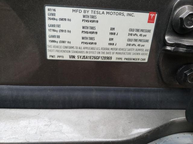 5YJSA1E26GF128969 - 2016 TESLA MODEL S GRAY photo 12