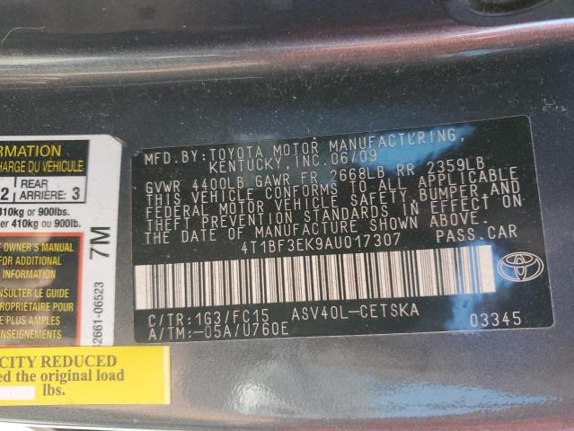 4T1BF3EK9AU017307 - 2010 TOYOTA CAMRY BASE Grau Foto 12