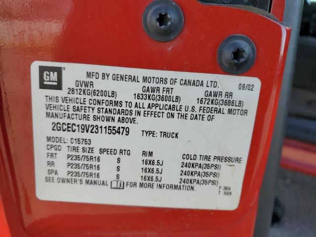 2GCEC19V231155479 - 2003 CHEVROLET SILVERADO C1500 RED photo 13