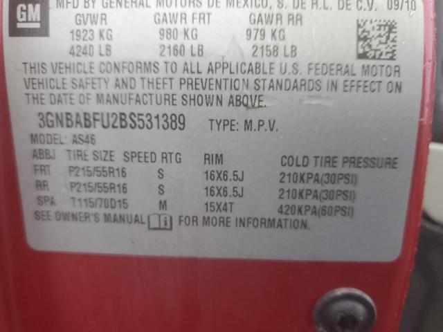 3GNBABFU2BS531389 - 2011 CHEVROLET HHR LT წითელი ფოტო 12