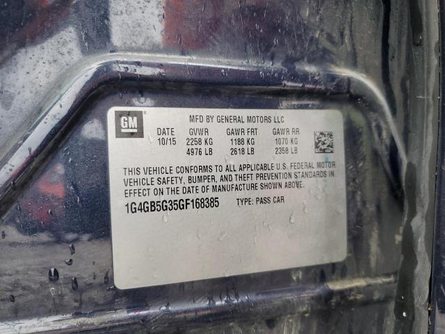 1G4GB5G35GF168385 - 2016 BUICK LACROSSE Көк фото 12