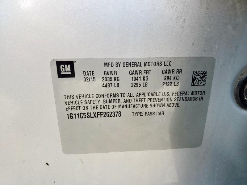 1G11C5SLXFF262378 - 2015 CHEVROLET MALIBU 1LT 银色 照片 12