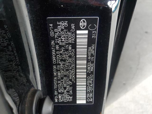 JTDKN3DU3E0362954 - 2014 TOYOTA PRIUS BLACK photo 12