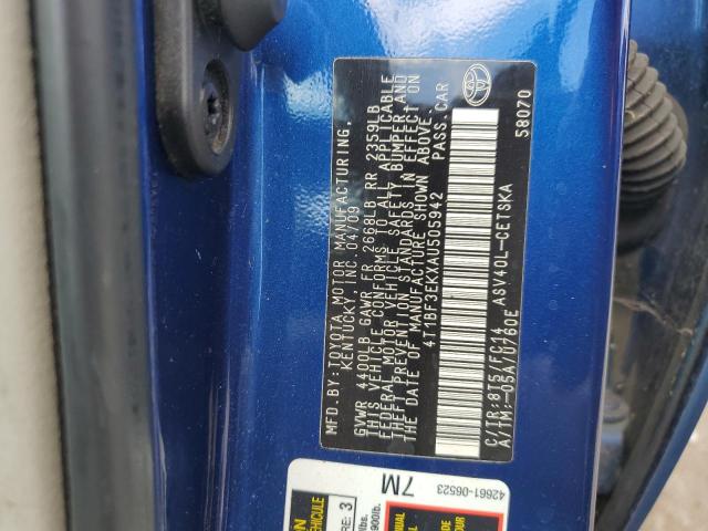 4T1BF3EKXAU505942 - 2010 TOYOTA CAMRY BASE Синій фото 12