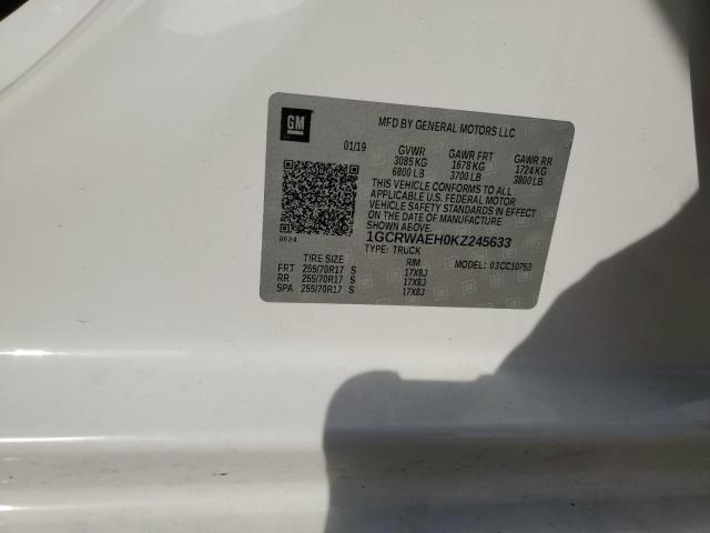 1GCRWAEH0KZ245633 - 2019 CHEVROLET SILVERADO C1500 თეთრი ფოტო 12