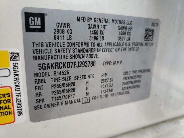 5GAKRCKD7FJ293786 - 2015 BUICK ENCLAVE WHITE photo 14