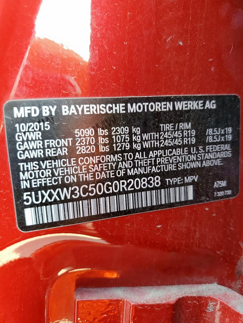 5UXXW3C50G0R20838 - 2016 BMW X4 XDRIVE28I RED photo 13
