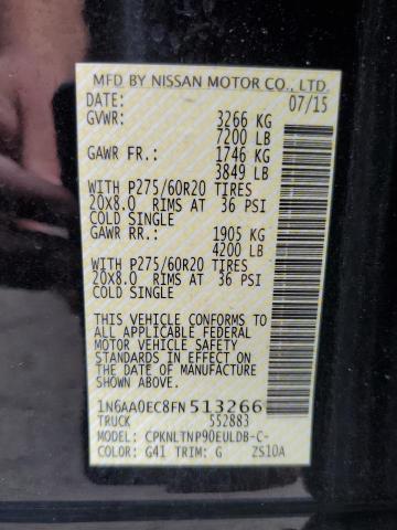 1N6AA0EC8FN513266 - 2015 NISSAN TITAN S BLACK photo 12