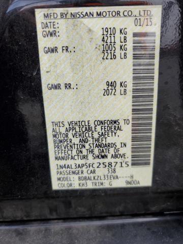 1N4AL3AP5FC258715 - 2015 NISSAN ALTIMA 2.5 შავი ფოტო 13